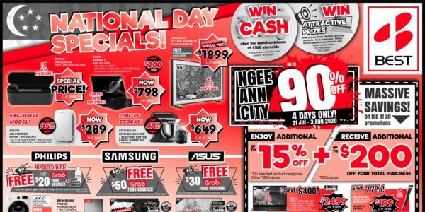 BEST Denki Singapore National Day Specials Up To 90% Off Promotion 31 Jul – 3 Aug 2020