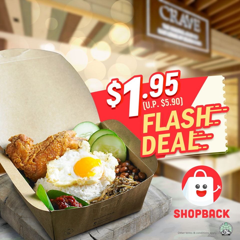 CRAVE SG $1.95 Nasi Lemak with Chicken Wing SHOPBACK Flash Deal | Why Not Deals