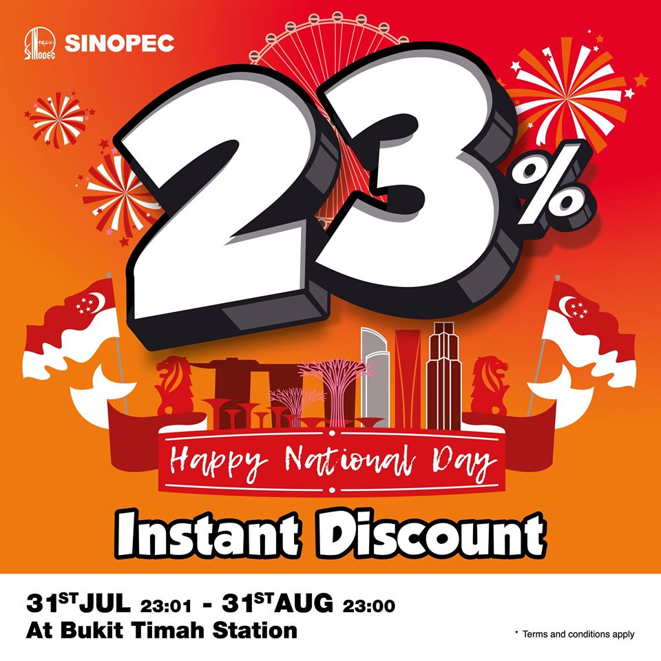 Sinopec SG 23% Instant Discount National Day Promotion 31 Jul - 31 Aug 2020 | Why Not Deals