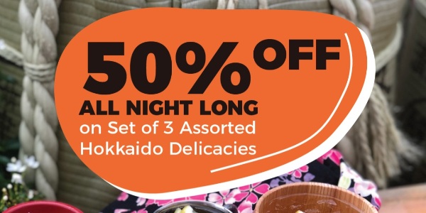 50% OFF all night long on Set of 3 Assorted Hokkaido Delicacies @ $13.35 (U.P. $26.70) till 4 Sep 2020