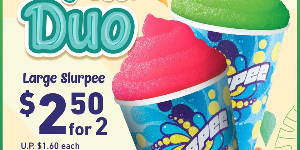 7-Eleven Singapore 2 Large Slurpee For $2.50 Promotion ends 1 Sep 2020