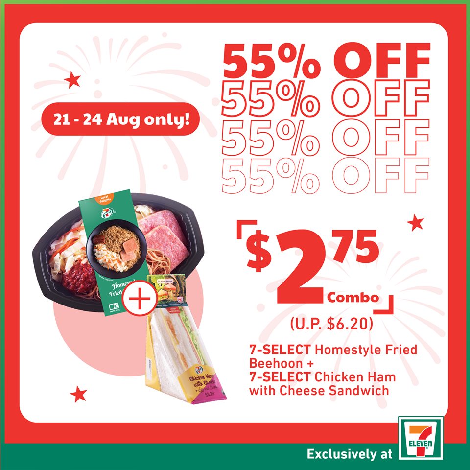 7-Eleven Singapore National Day Month Combo Deal At 55% Off Promotion 21-24 Aug 2020 | Why Not Deals