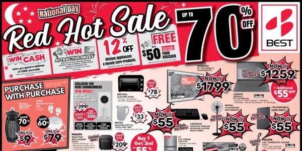 BEST Denki Singapore Red Hot Sale Up to 70% Off National Day Promotion