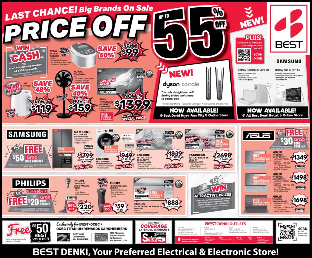 BEST Denki Singapore Last Chance To Grab Offers From Big Brands Up To 55% Off Promotion ends 24 Aug 2020 | Why Not Deals