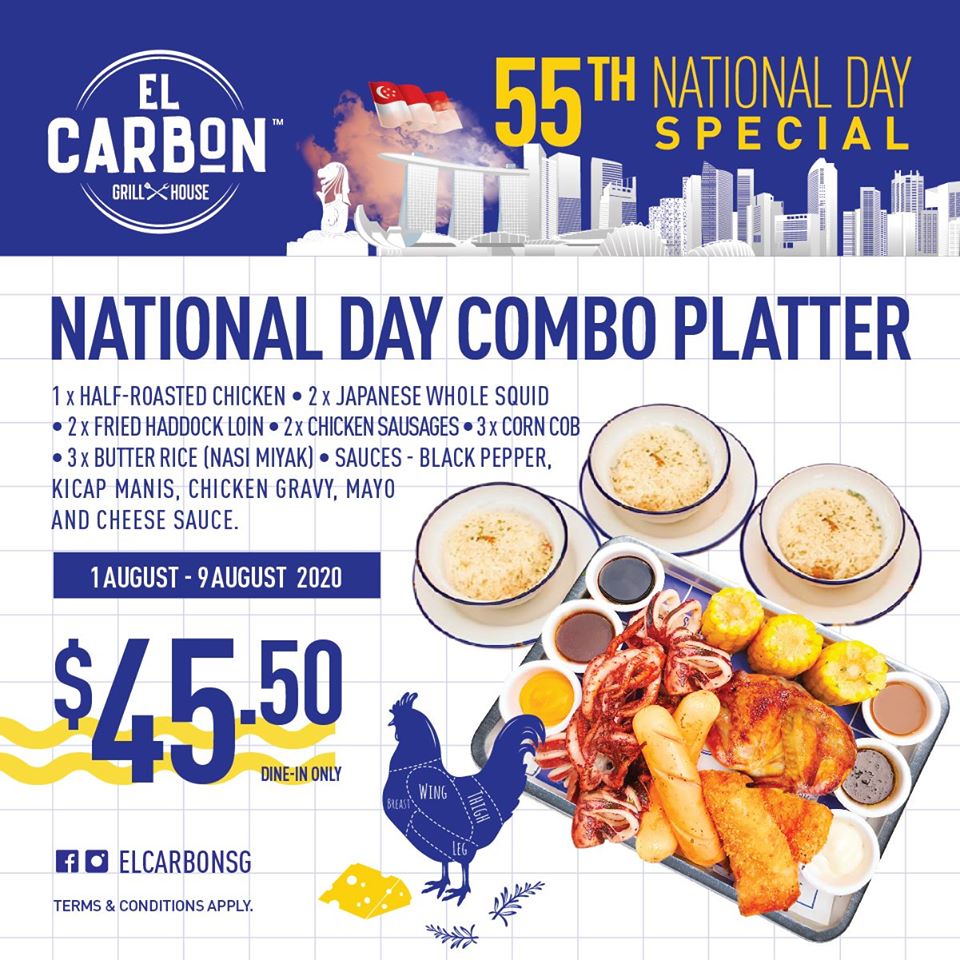 El Carbon SG 55th National Day Combo Platter at $45.50 Promotion 1-9 Aug 2020 | Why Not Deals