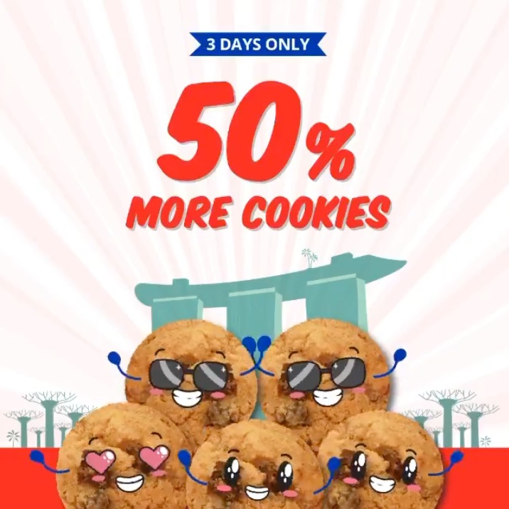 Famous Amos SG 50% More Cookies with Purchase of 400g Cookies National Day Promotion 8-10 Aug 2020 | Why Not Deals 2