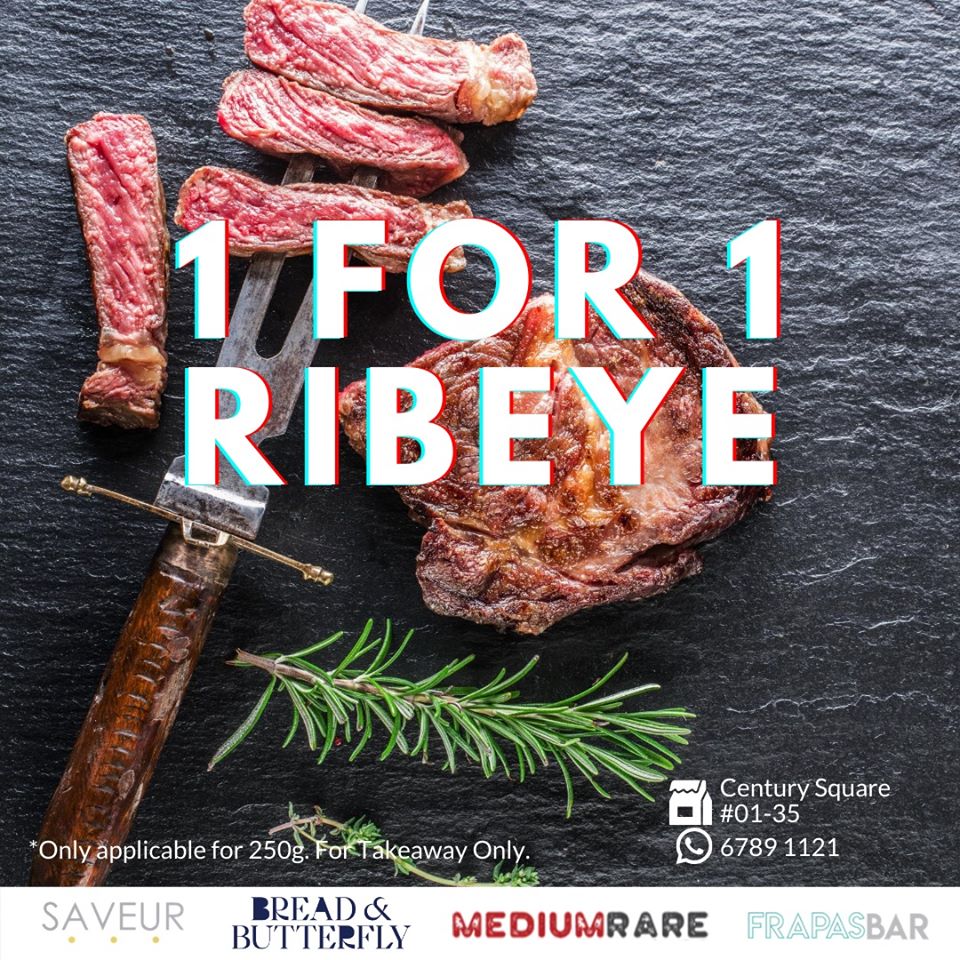 FrapasBar Singapore 1-for-1 RIBEYE STEAK Promotion ends 31 Aug 2020 | Why Not Deals