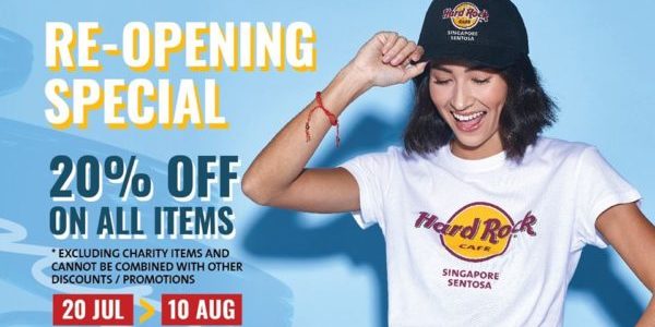 Hard Rock Cafe Singapore 20% Off All Retail Item National Day Promotion ends 10 Aug 2020