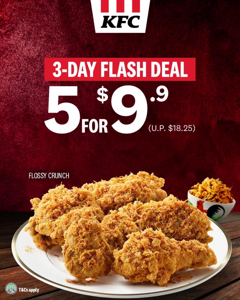 KFC Singapore 3-Day Flash Deal 5pcs Chicken at $9.9 Promotion 12-14 Aug 2020 | Why Not Deals