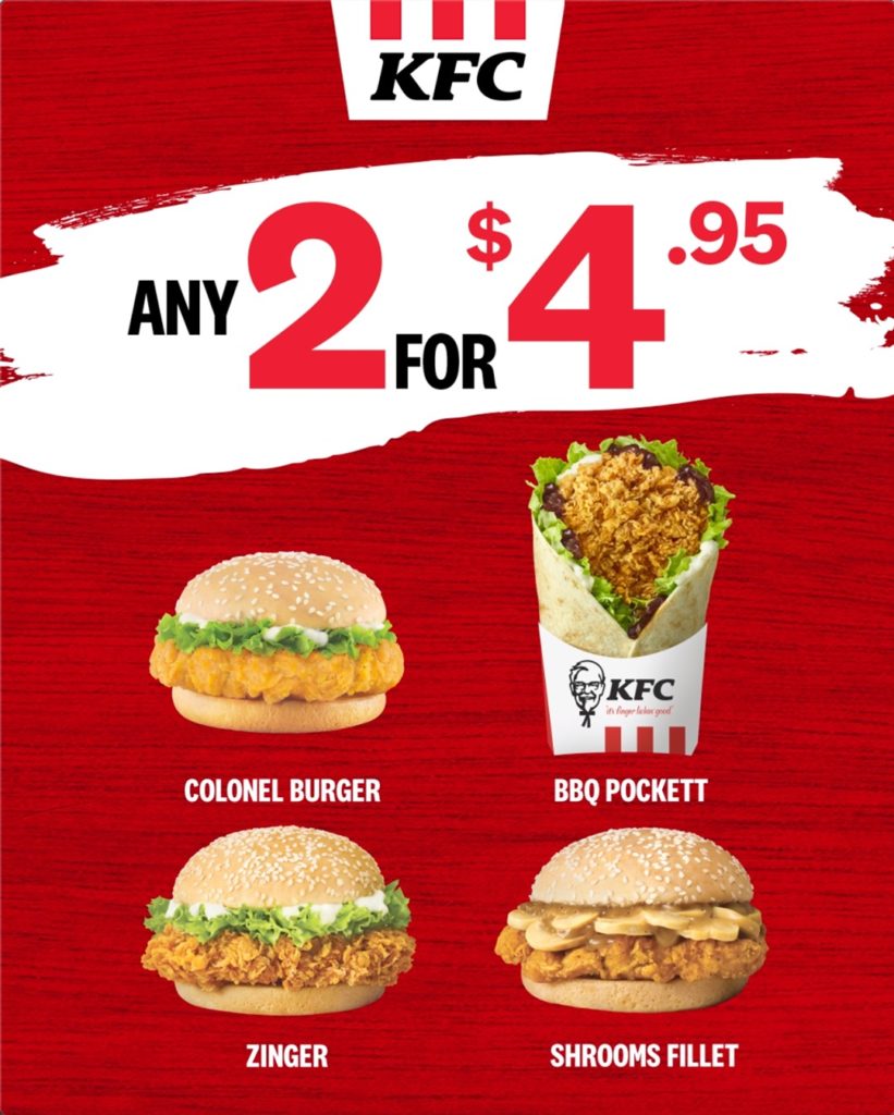 KFC Singapore Any 2 For $4.95 Promotion Starting 17 Aug 2020 | Why Not Deals