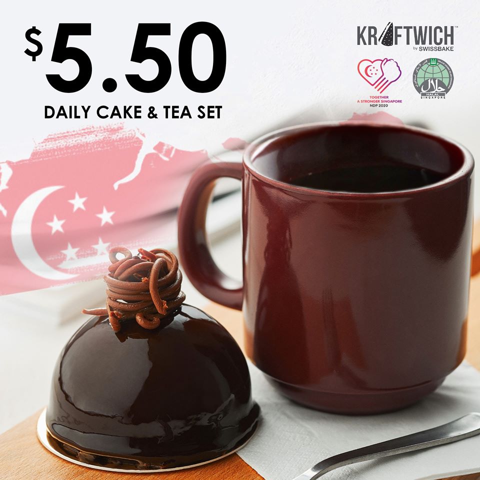 Kraftwich SG $5.50 Daily Cake & Tea Set National Day Promotion 1-31 Aug 2020 | Why Not Deals