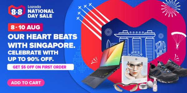 Lazada SG 8.8 National Day Sale Up to 90% Off Promotion 8-10 Aug 2020