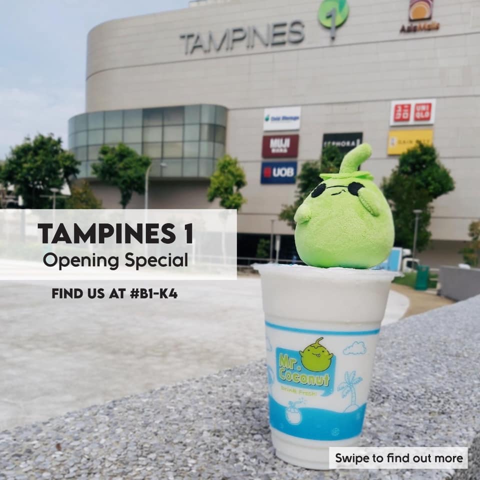 Mr Coconut Singapore Is Giving Away 50 FREE 'M' Size Mr. Coconut Shake at Tampines 1 Outlet 2-6 Sep 2020 | Why Not Deals