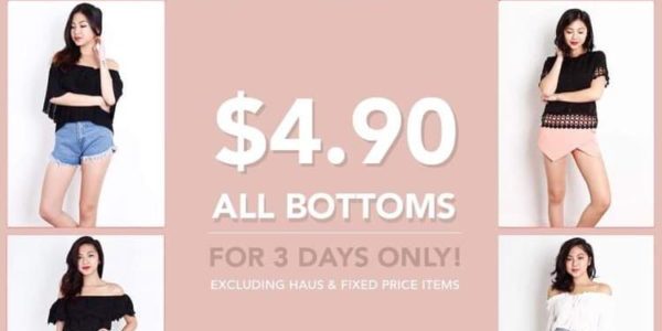 Refash Singapore All Bottoms Storewide For $4.90 at REFASH Northpoint City Promotion 21-23 Aug 2020