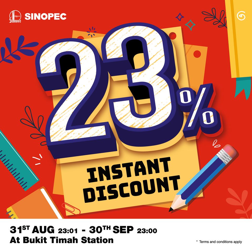 Sinopec Singapore Exclusively @ Bukit Timah 23% Off Promotion 31 Aug - 30 Sep 2020 | Why Not Deals