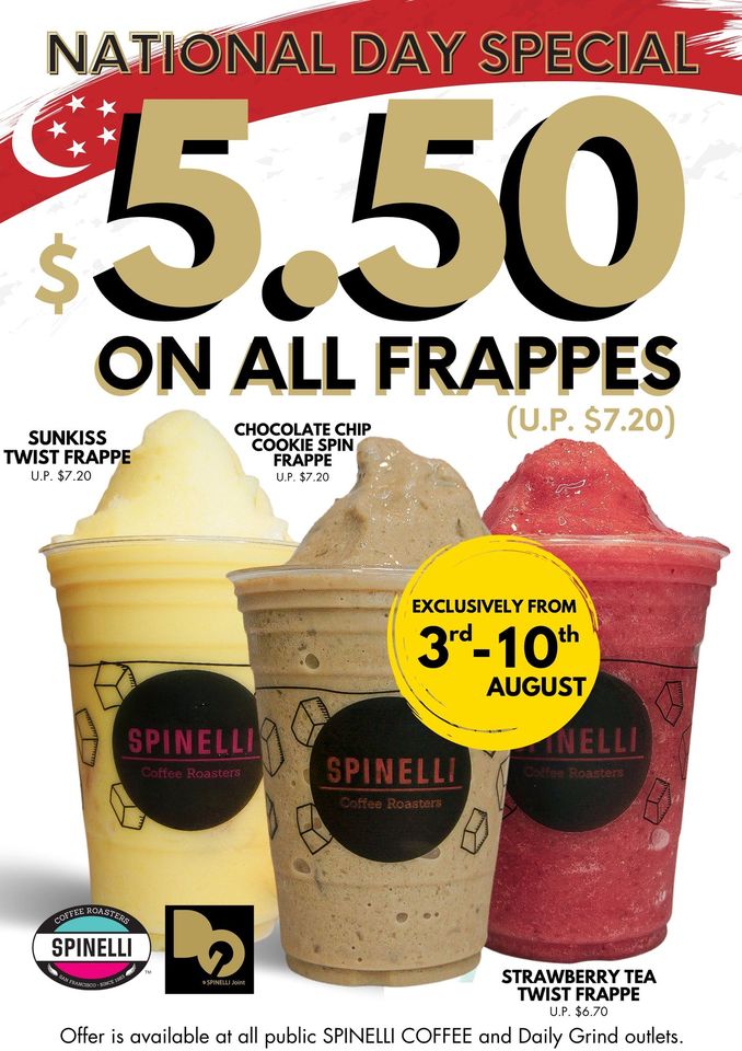 Spinelli Coffee Company SG $5.50 On All Frappes National Day Promotion | Why Not Deals