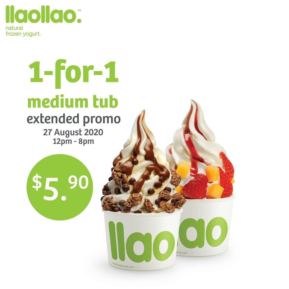 (UPDATED) llaollao Singapore One Day Special 1-for-1 Medium Tub Promotion Extended Till 27 Aug 2020 | Why Not Deals