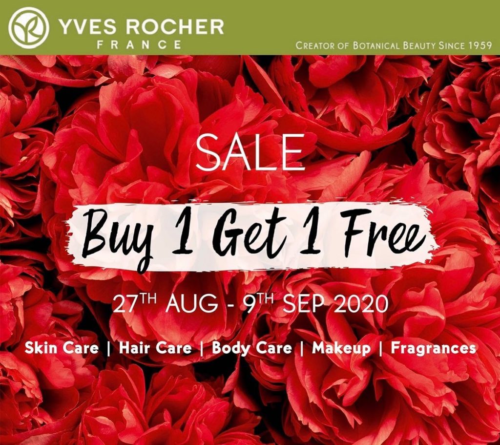 Yves Rocher Singapore Buy 1 Get 1 FREE Promotion 27 Aug - 9 Sep 2020 | Why Not Deals