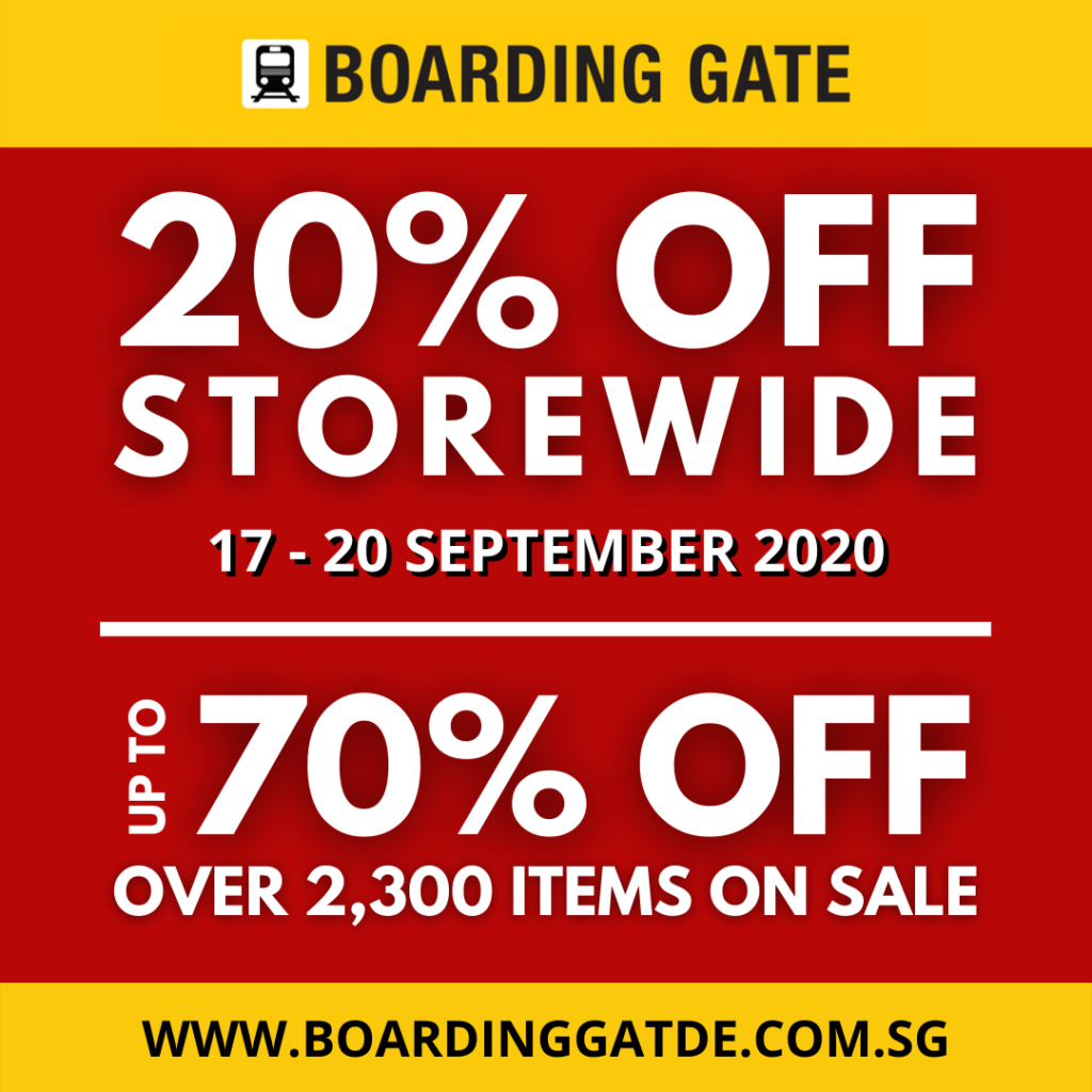 BOARDING GATE 20% STOREWIDE SALE – 17 TO 20 SEPTEMBER 2020 | Why Not Deals 1