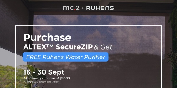 Get FREE Ruhens Water Purifier Worth $599 With Minimum Spending of $3,000 for ALTEXâ„¢ SecureZIP From Now to 30 Sep 2020!
