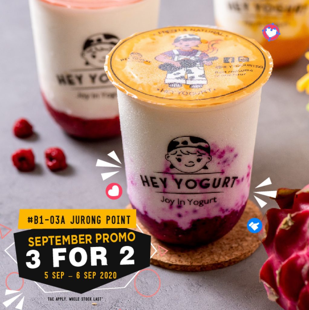 Hey Yogurt Singapore Jurong Point Outlet 3 For 2 Promotion 5-6 Sep 2020 | Why Not Deals