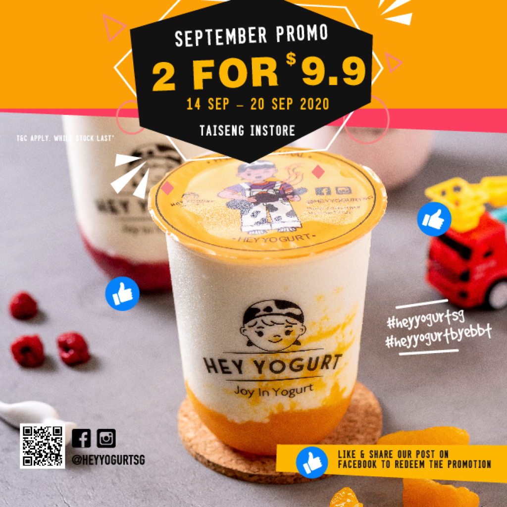 Hey Yogurt Singapore Tai Seng Outlet 2 For $9.90 9.9 Promotion 14-20 Sep 2020 | Why Not Deals