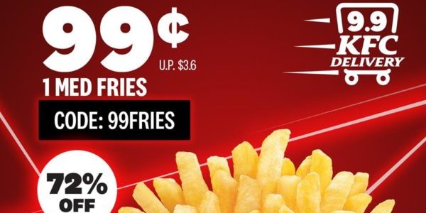 KFC Singapore 9.9 Delivery Deals 99 Cents Med Fries Promotion 2-15 Sep 2020