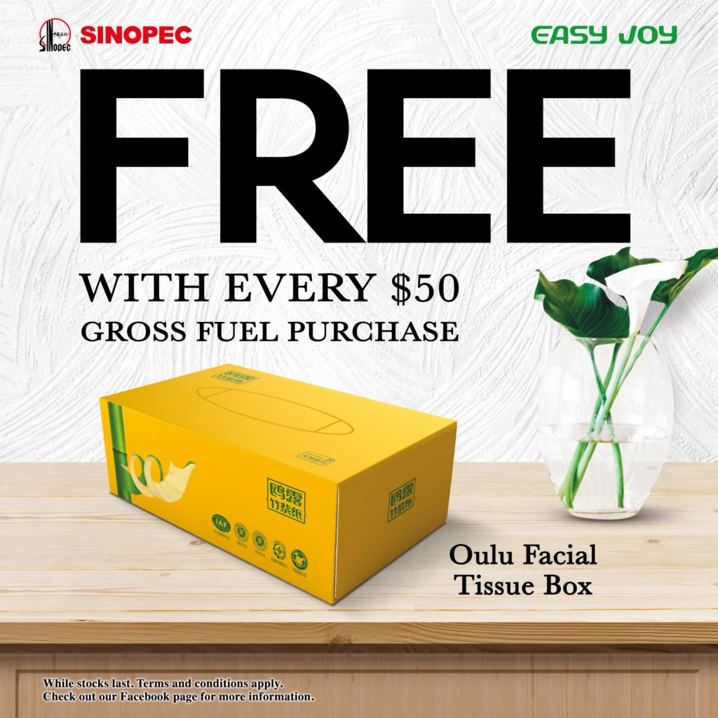 Sinopec Singapore Exclusively @ Yishun FREE Box of Oulu Facial Tissue Promotion ends 18 Sep 2020 | Why Not Deals