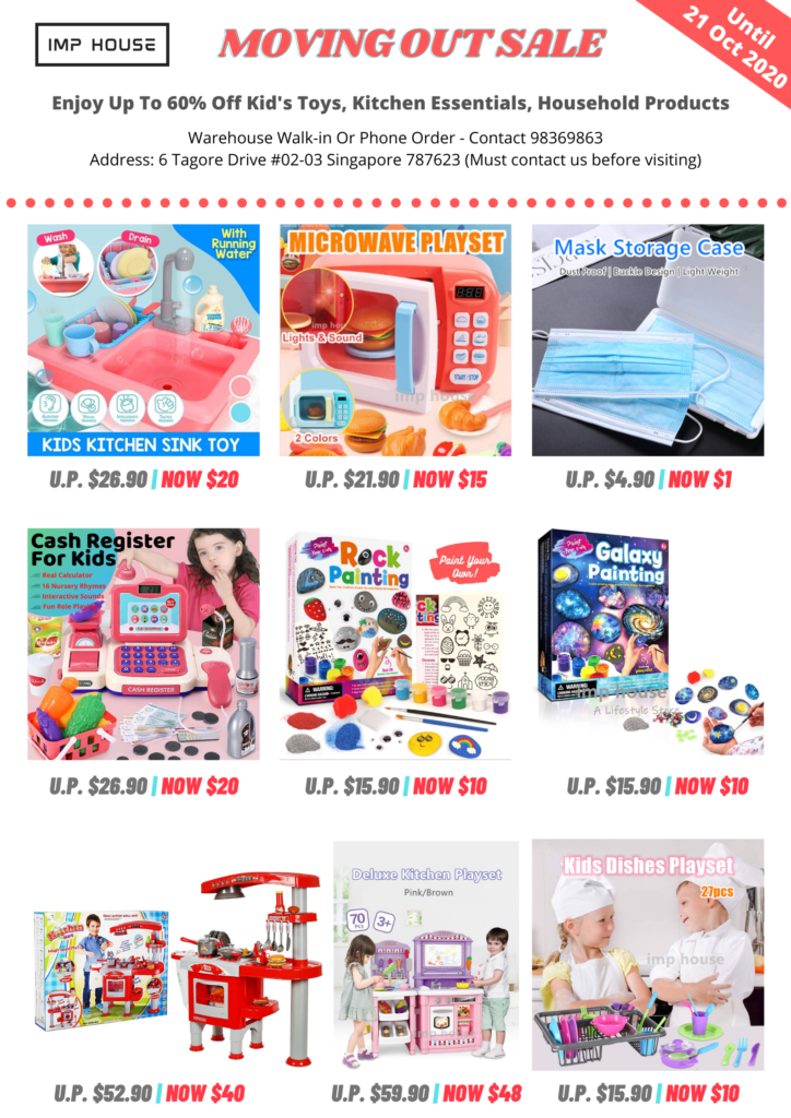 IMP House Moving Out Sale Up To 60 % Off Kid's Toys, Kitchen Essentials, Household Products and More | Why Not Deals 1