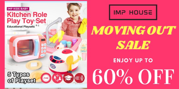 IMP House Moving Out Sale Up To 60 % Off Kid’s Toys, Kitchen Essentials, Household Products and More