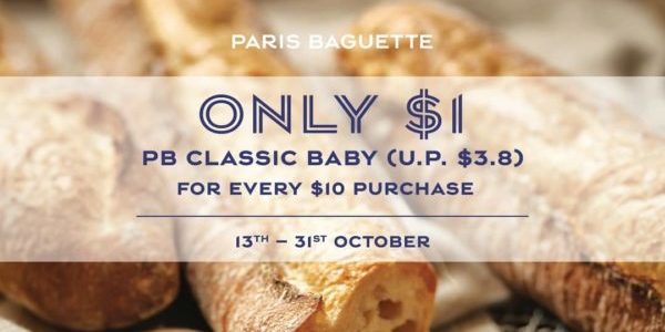 Paris Baguette Singapore Enjoy your PB Classic Baguette Baby at $1 Promotion 13-31 Oct 2020