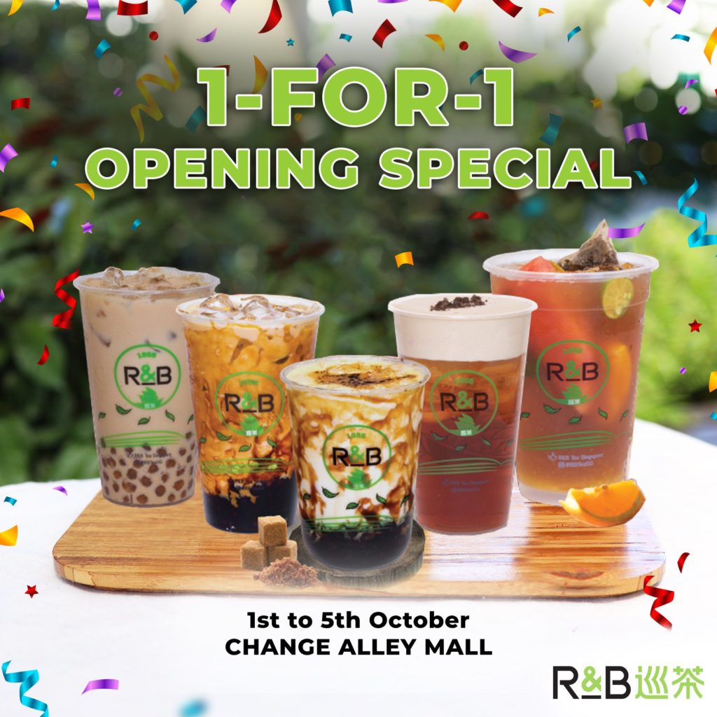 R&B Tea Singapore New Outlet Opening 1-for-1 Promotion 1-5 Oct 2020 | Why Not Deals