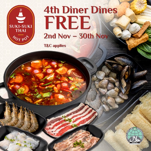 4th Diner Dines Free at Suki Suki Thai : All-you-can-eat Halal Thai Hot Pot Buffet | Why Not Deals 1
