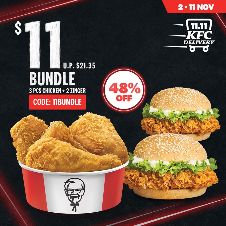 KFC Singapore 11.11 Delivery Specials Up To 75% Off Promotion | Why Not Deals 2