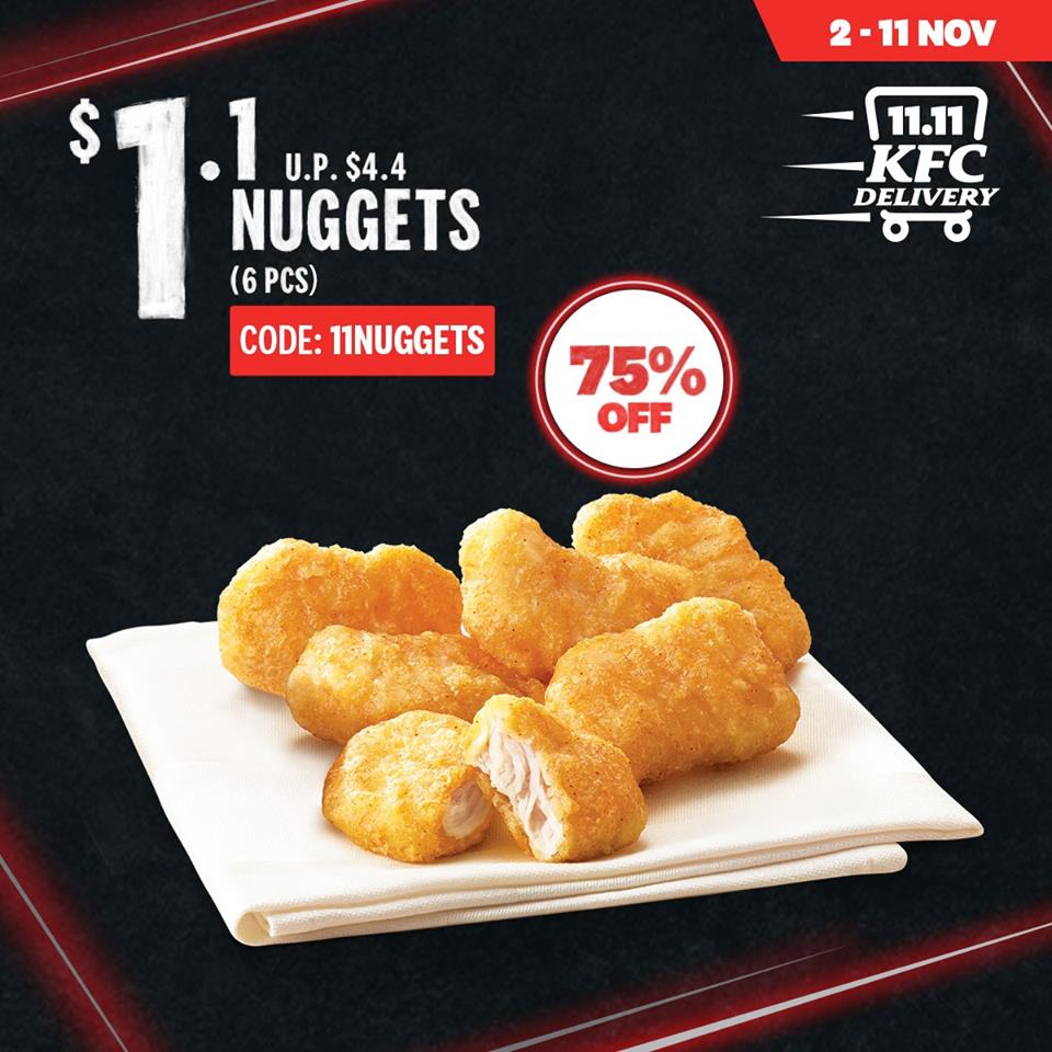 KFC Singapore 11.11 Delivery Specials Up To 75% Off Promotion | Why Not Deals