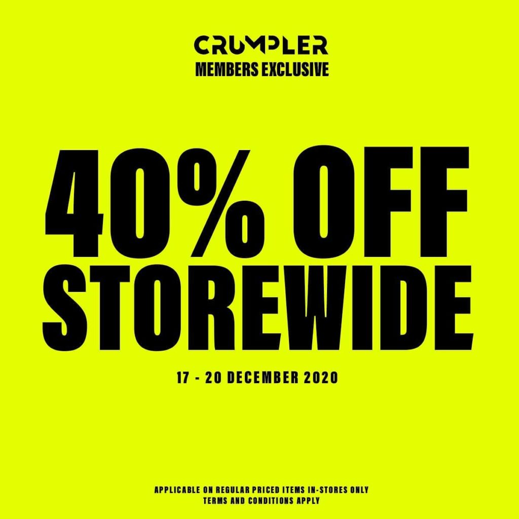 Crumpler Singapore Members Exclusive 40% Off Storewide Promotion 17-20 Dec 2020 | Why Not Deals 1