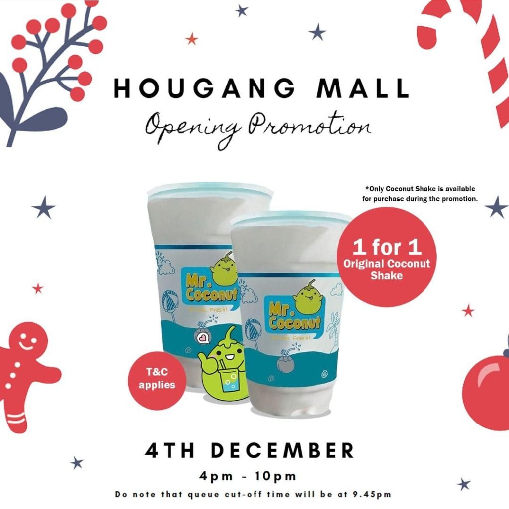 Mr Coconut Singapore Hougang Outlet Opening 1-for-1 Promotion 4 Dec 2020 | Why Not Deals 1