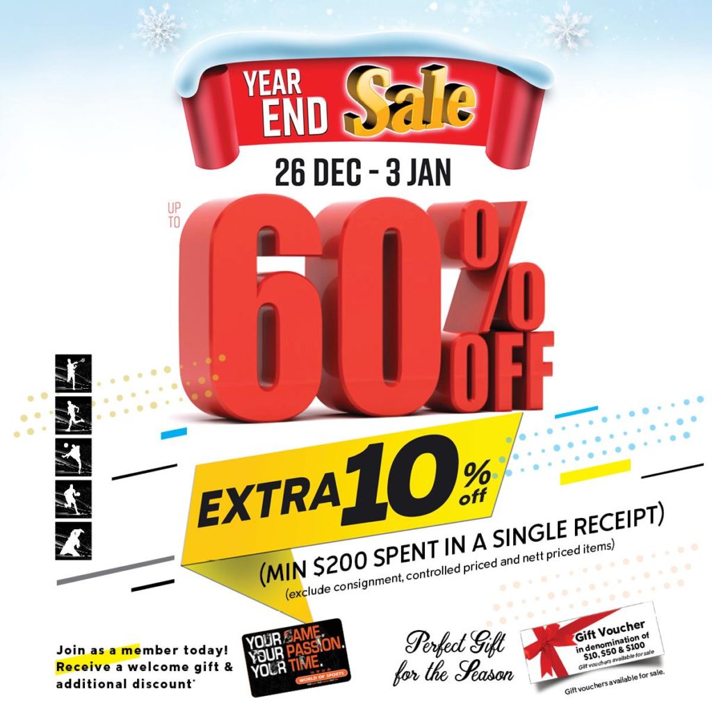 World of Sports Singapore MASSIVE Year End SALE Up To 60% Off Promotion 26 Dec 2020 - 3 Jan 2021 | Why Not Deals