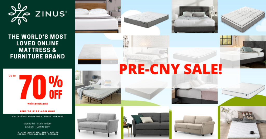 Zinus Pre-CNY Sale! Up to 70% Off! Mattress from $99! (13th to 31st Jan 2021) | Why Not Deals 1