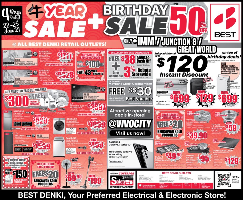 BEST Denki Singapore Chinese New Year Sale + Birthday Sale Up To 50% Off Promotion 22-25 Jan 2021 | Why Not Deals