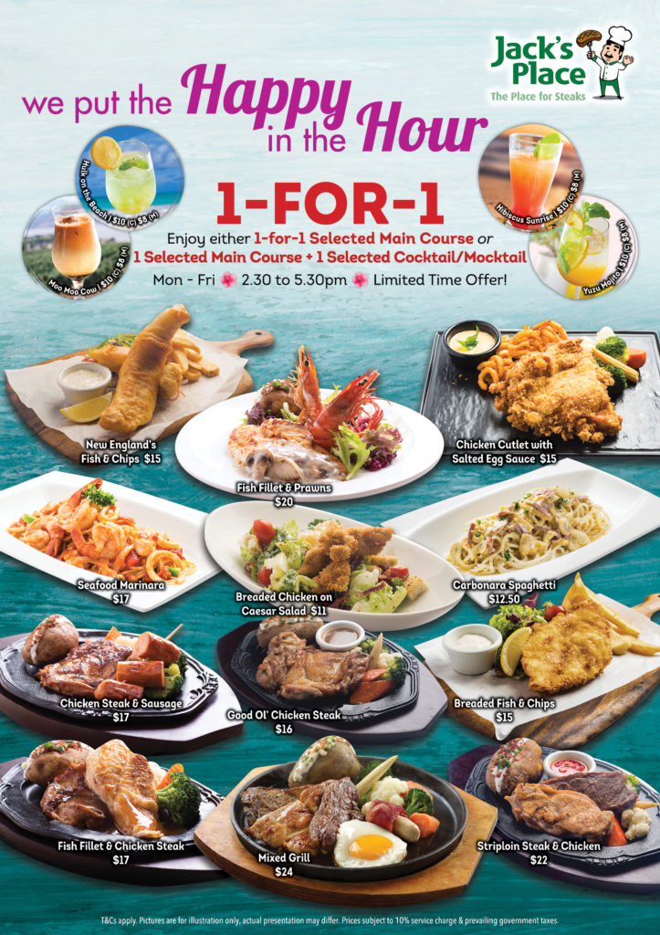 Jack's Place Singapore 1-for-1 Selected Main Course Or 1-for-1 Selected Main Course + Cocktail/Mocktail Promotion | Why Not Deals