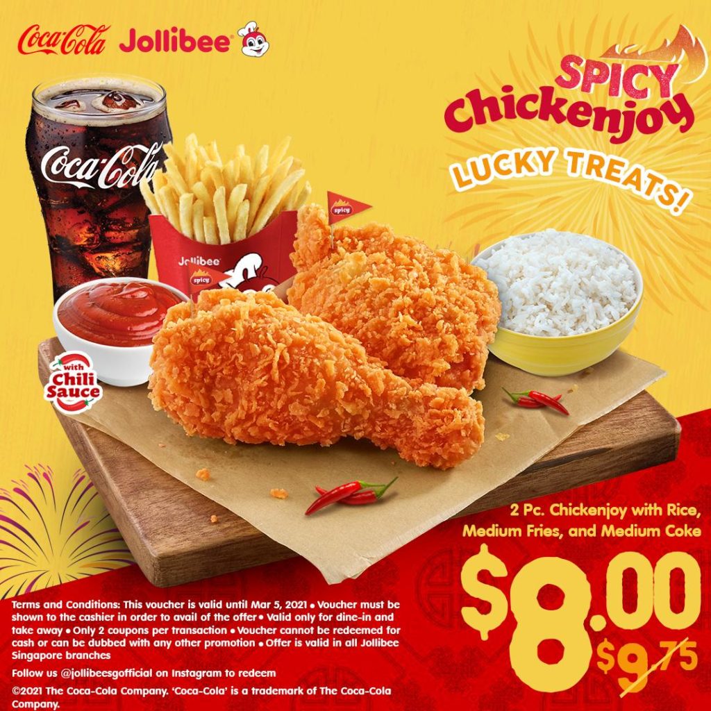 Jollibee Singapore JOLLIBEE LUCKY TREATS Flash to Redeem Promotion ends 5 Mar 2021 | Why Not Deals