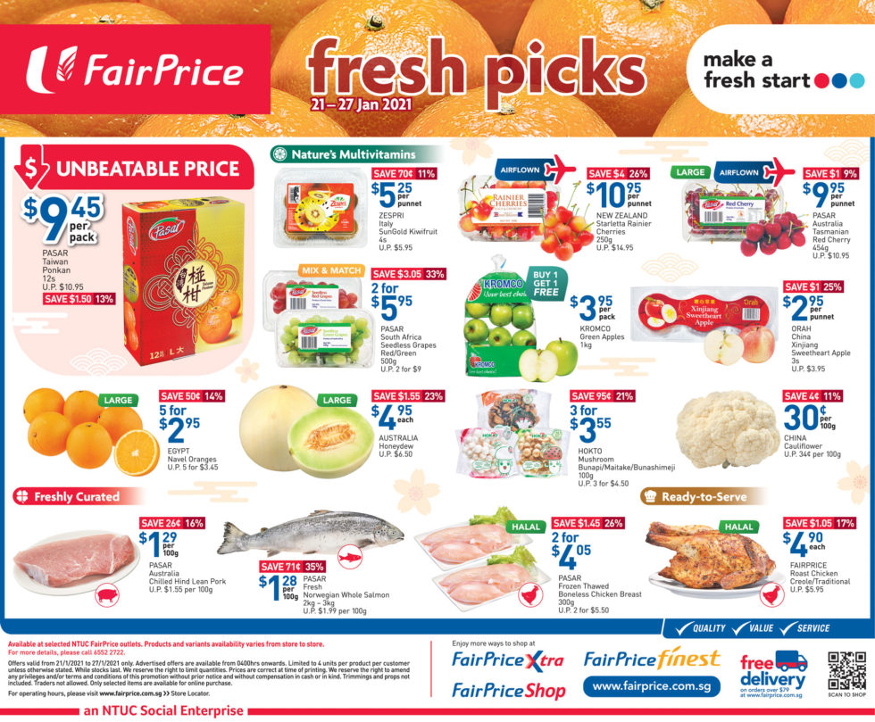NTUC FairPrice Singapore Your Weekly Saver Promotions 21-27 Jan 2021 | Why Not Deals