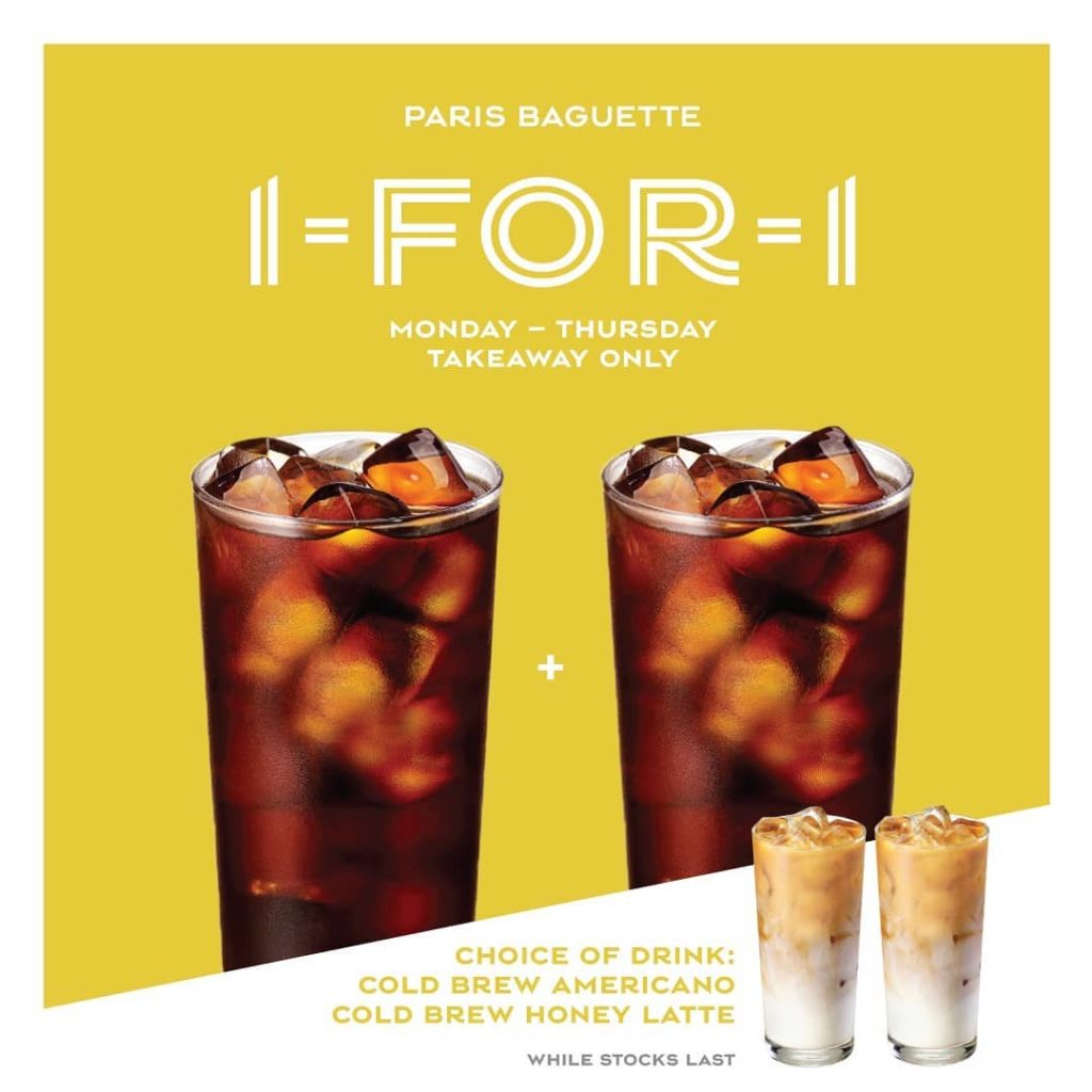 Paris Baguette Singapore 1-for-1 Cold Brew Coffee From Mon-Thu Promotion | Why Not Deals