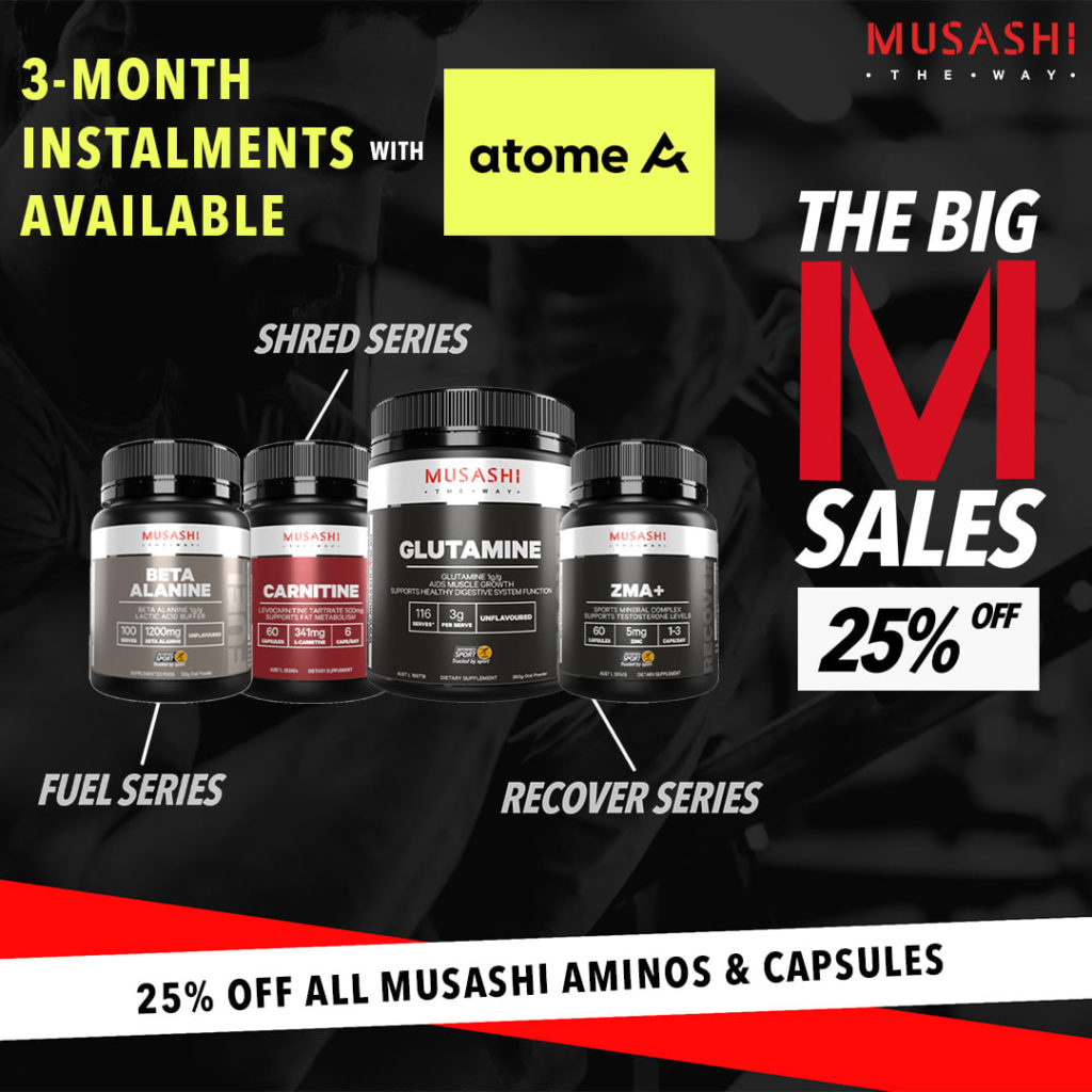 Musashi Workout Supplement Big M Sale ends 31 Mar 2021 | Why Not Deals 1