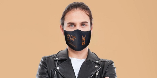 Black Disposable Face Mask w Elastic Ear Loop – 2 Pack