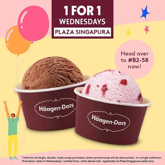 Häagen-Dazs Singapore Plaza Singapura Outlet Wednesdays 1-for-1 Promotion | Why Not Deals