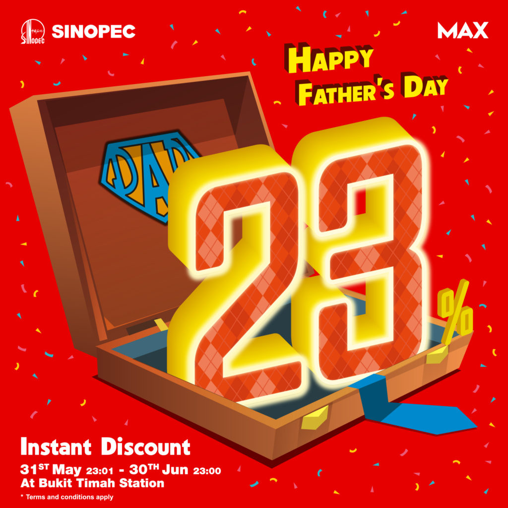 Sinopec Singapore 23% Instant Discount Father's Day Promotion 31 May - 30 Jun 2021 | Why Not Deals