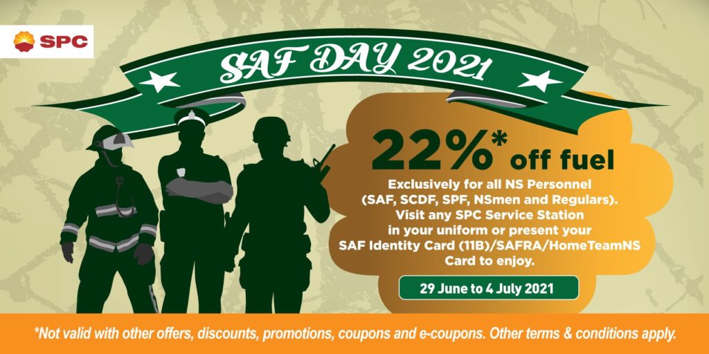 SPC Singapore SAF Day 2021 22% Off Fuel Promotion 29 Jun - 4 Jul 2021 | Why Not Deals