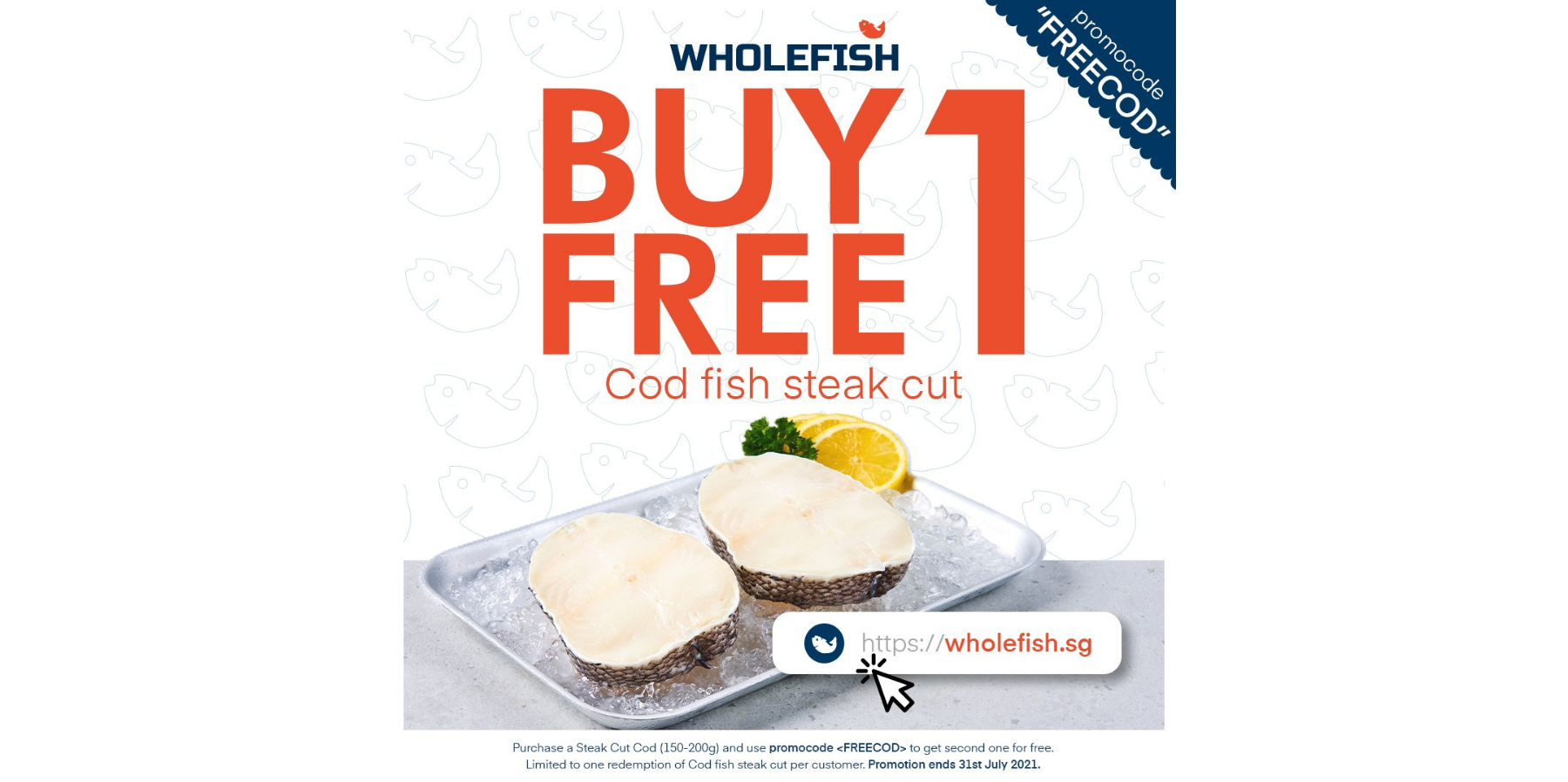 Wholefish.sg offers 1-for-1 Grade A Cod Fish Steak!